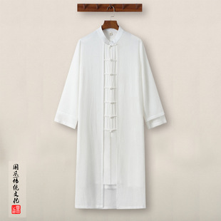 2023 spring and summer Chinese style men's open cardigan meditation tea clothing Jushi Hanfu long stand collar long sleeve Tang suit
