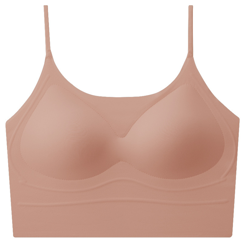 7A シームレスアイスシルク通気性ゼリーストリップソフトサポートバックビューティー下着女性用プッシュアップ露出防止固定カップサスペンダーバストラップ|undefined
