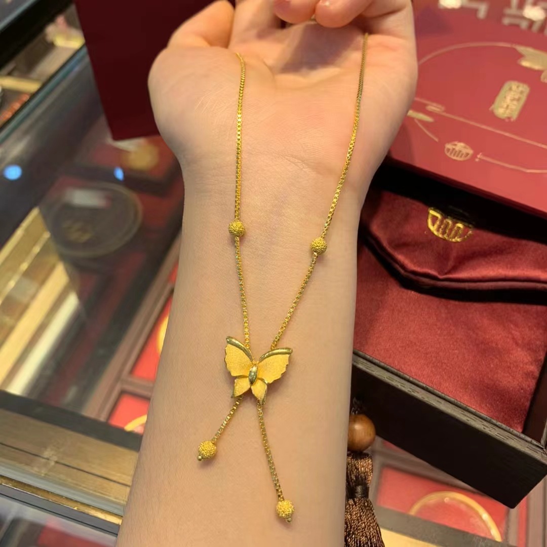 越南沙金锁骨链女士手链套装