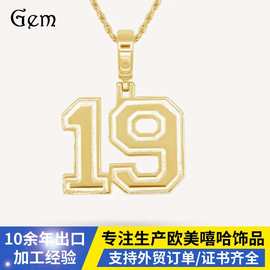 跨境嘻哈新款幸运数字定制吊坠项链高级感S925银时尚简约潮牌项链