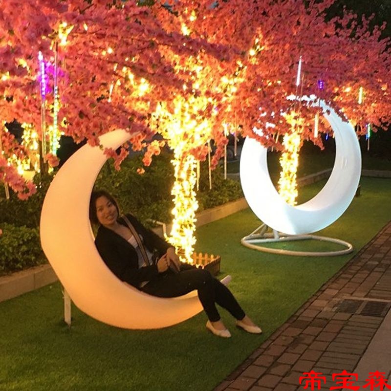 LED luminescence Swing outdoor Colorful Discoloration Moon Park courtyard originality outdoors Swing clean