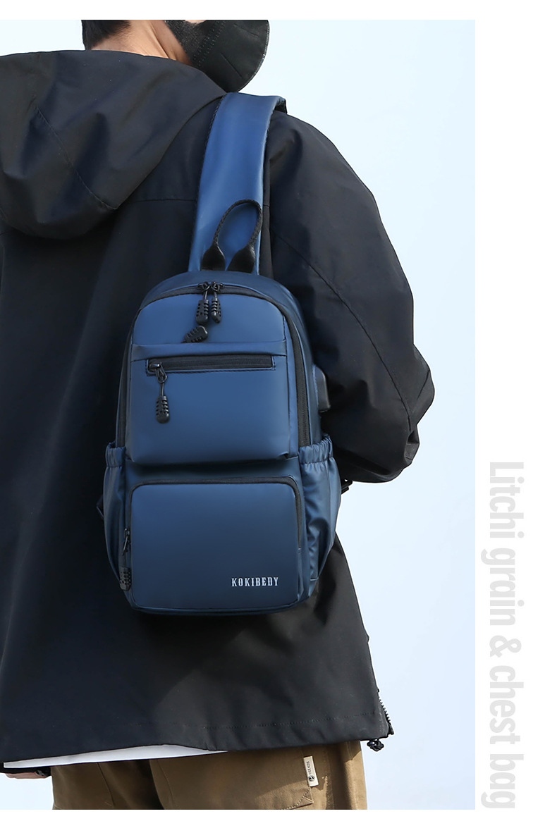 Men's chest bag, crossbody bag, single-shoulder bag, multi-functional large-capacity men's bag, water-resistant chest bag, small bag, cross-border undefined