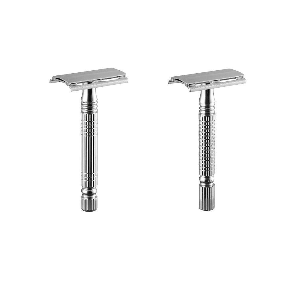 All-metal iron chrome-plated razor handle old-fashioned men's razor holder simple manual razor Holder