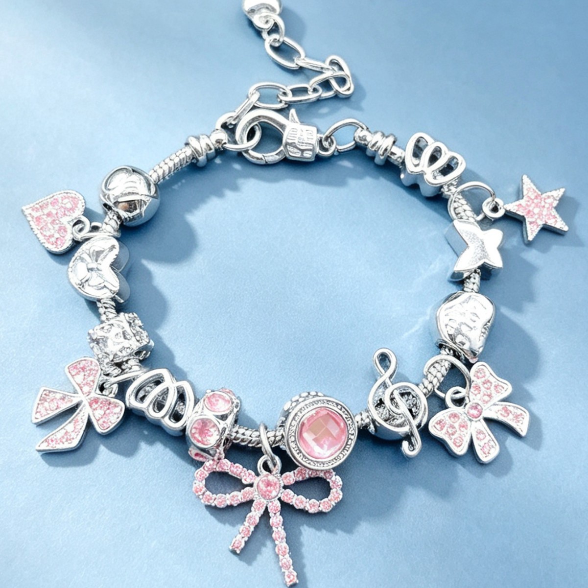 Panjia brazalete arco de diamante brazalete DIY amor pentagonal nota desmontable joyería de moda industrial pesada image 4