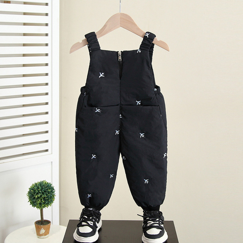 6907 babero para niños modelos de otoño e invierno nuevos pantalones de bebé para niños ropa de invierno pantalones de algodón engrosados para niños