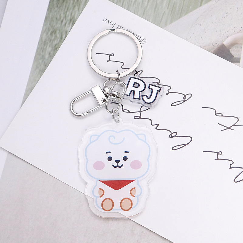 韓国版ボーイズグループ BT21 漫画キーホルダー男性と女性のカップル RJ TATA バッグ車のキーホルダーペンダント|undefined