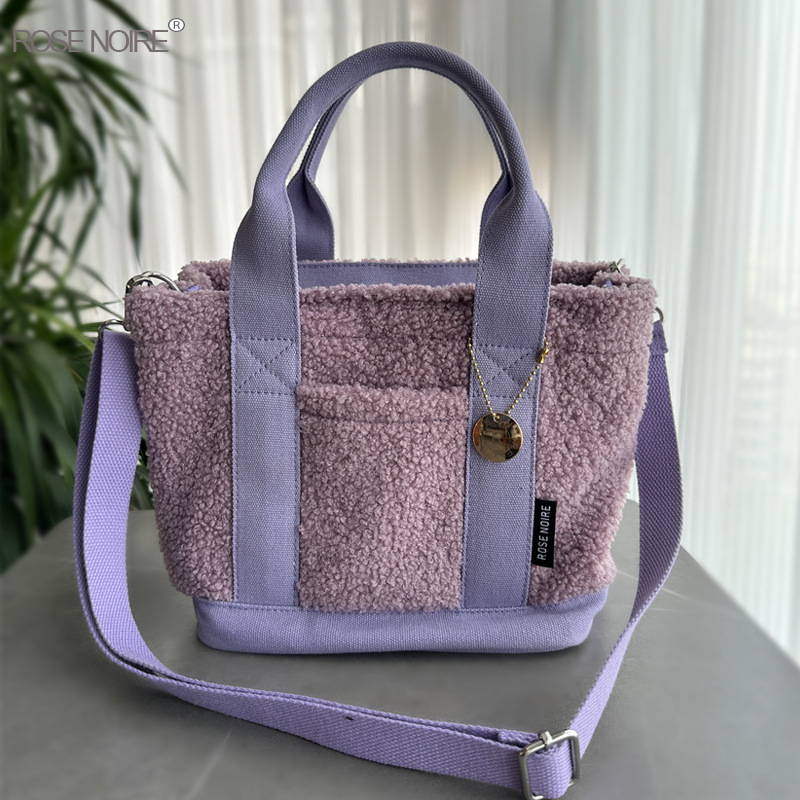 Teddy Velvet Handbag For Women Japan Lotte High-end Plush Bag Bento Bag Handbag Single Shoulder Diagonal Cross Women's Bag Handbag_voghion.com