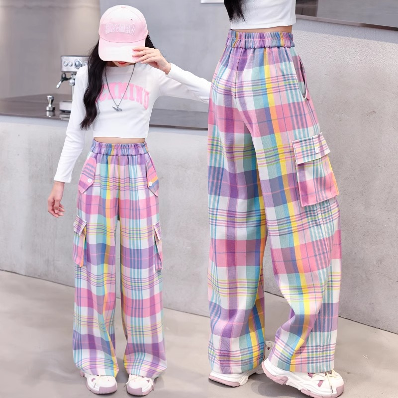 Girl's Pants Spring and Summer 2024 New Children's Cover Pants Dopamine Girl's Trousers Big Children's Wide Leg Casual Pants
