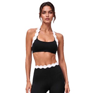 AYM039396 Naked Feel Cross-Back Yoga Bra with Halter Neck and Color-Block Scallop Trim Aoyema wholesale