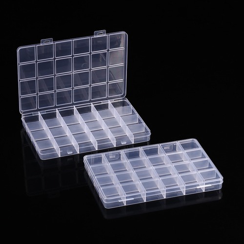 Transparent 24/28 Grid Fixed Slot Bead Anti-Strand Grid Plastic Storage Box Jewelry Sorting Parts Divided Box