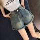 Denim Shorts Women's 2025 Summer High Waist Slimming Niche Rush Retro Casual A- Hip Wide Leg Hot Pants