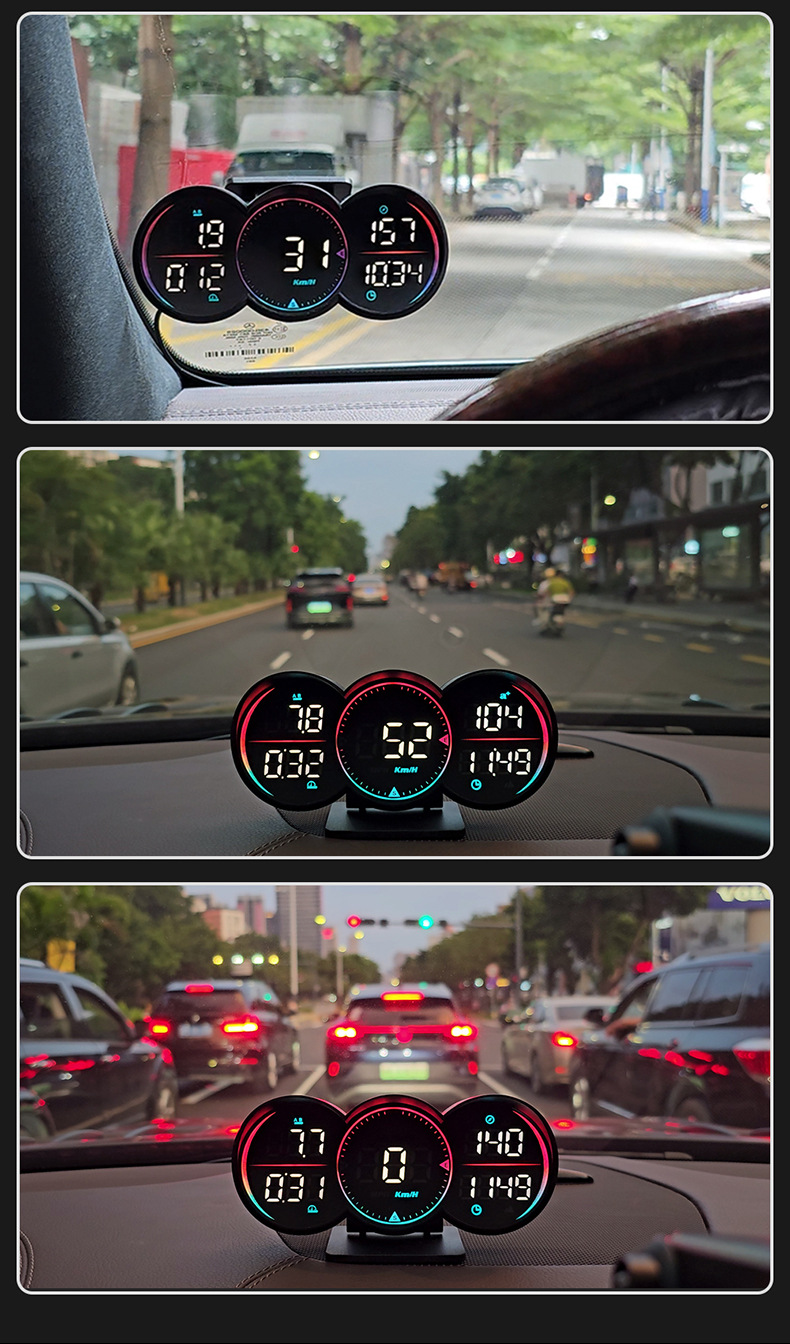 Car Hud Head-Up Display Car Universal Beidou Satellite Speed Measurement Time Speed Alarm Head-Up Display G17