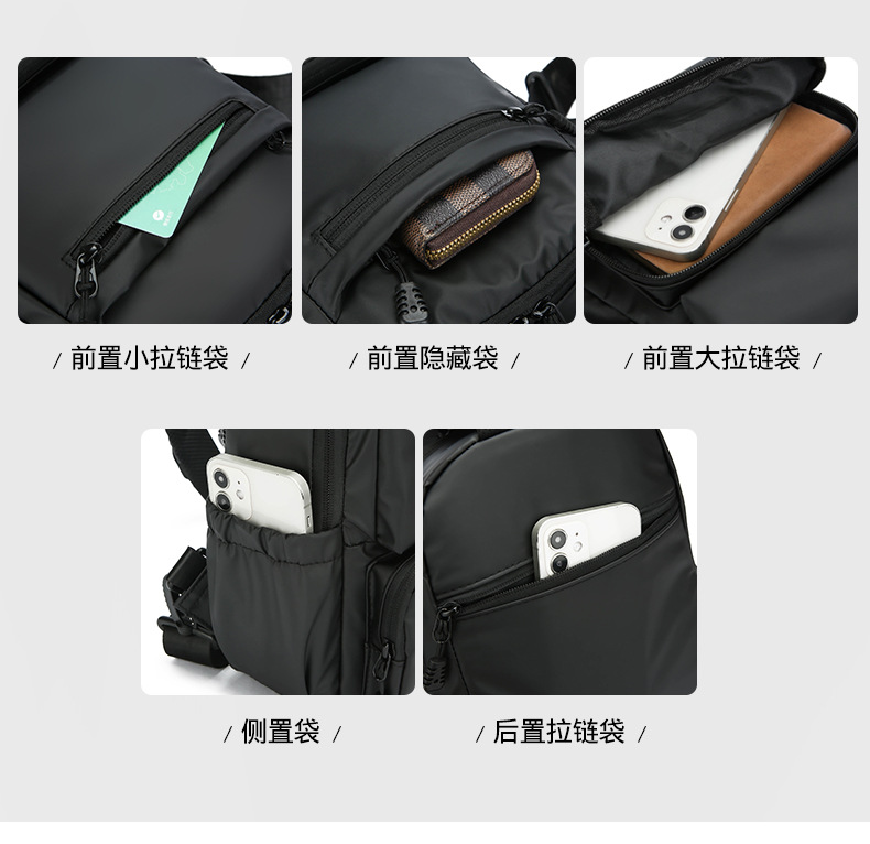 Men's chest bag, crossbody bag, single-shoulder bag, multi-functional large-capacity men's bag, water-resistant chest bag, small bag, cross-border undefined