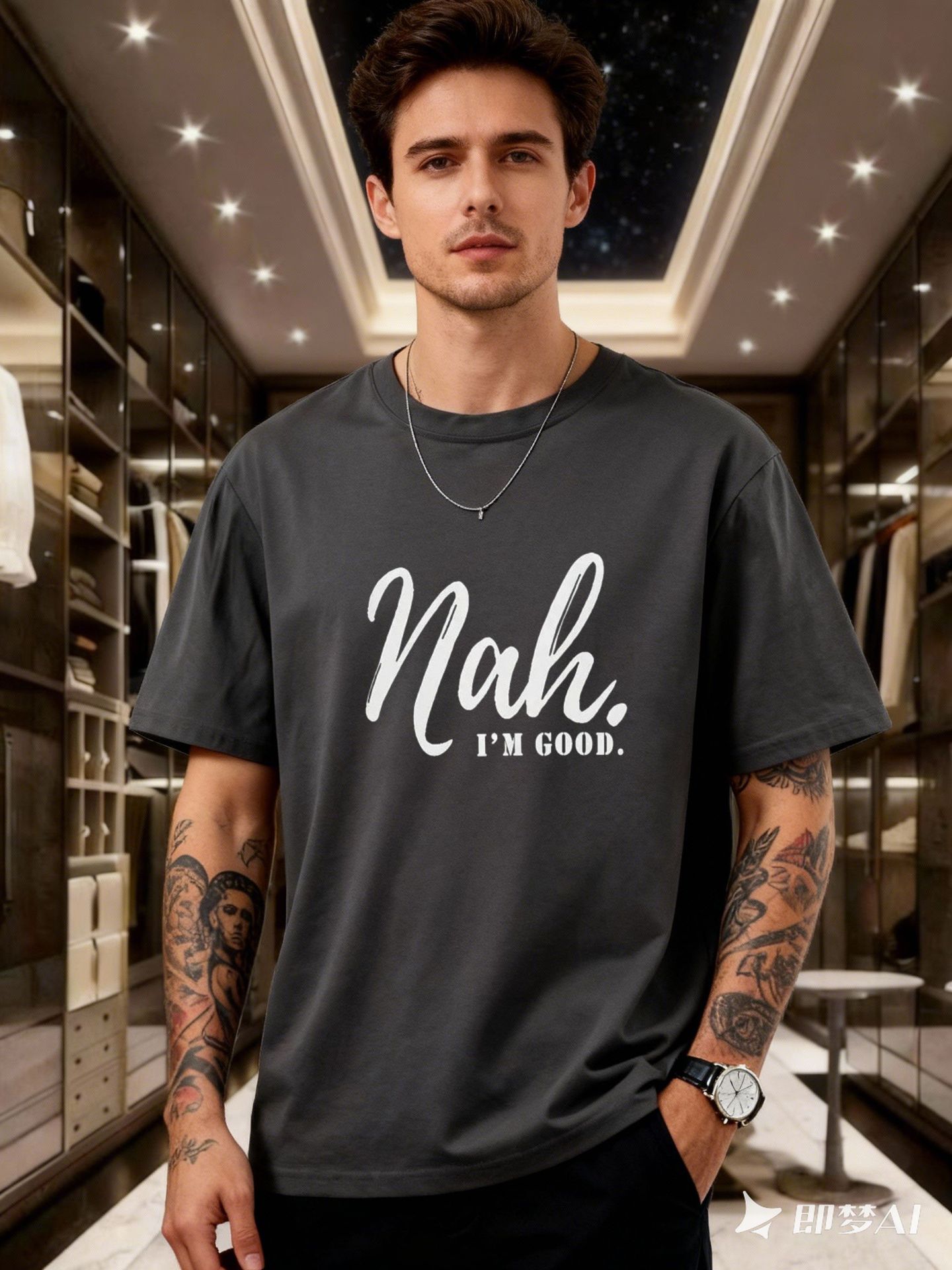 Nah Letter Print Short Sleeves, American Retro Loose T-shirt_viptrois.com