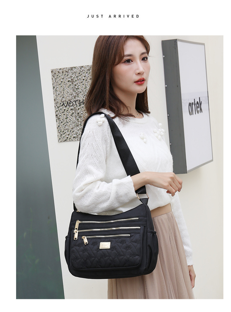 New women's crossbody bag, nylon embroidered shoulder bag, large-capacity multi-layer simple middle-aged mom bag undefined