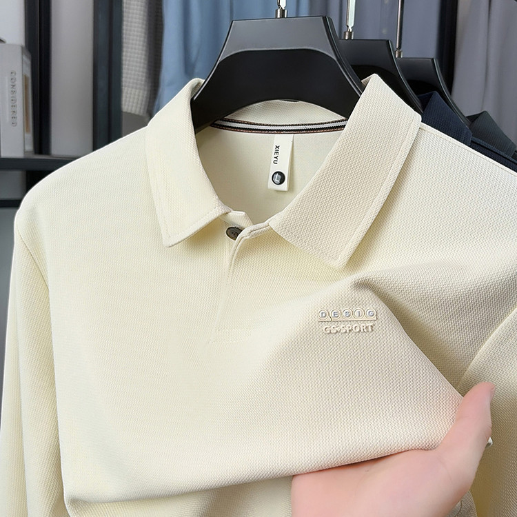 Middle-aged dad's long-sleeve t-shirt, men's turn-down collar, new spring and autumn style, loose casual thin top, base polo shirt Middle-aged dad's long-sleeve t-shirt, men's turn-down collar, new spring and autumn style, loose casual thin top, base polo shirt