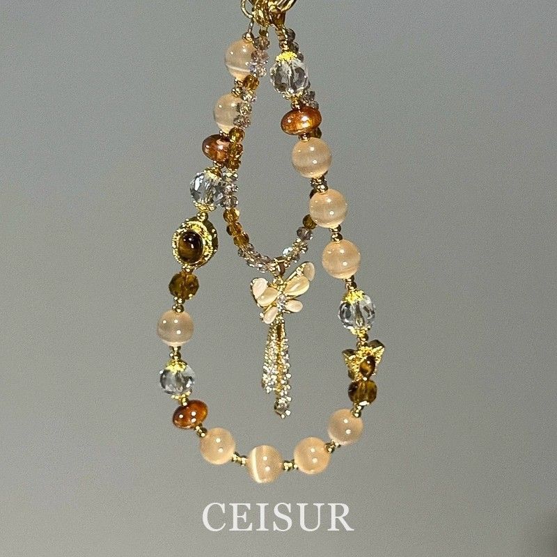 Super Nice! Retro Accessible Luxury Imitation Tiger Eye Stone Mobile Phone Chain Chinese Style Niche High-End Versatile Bag Pendant Accessories