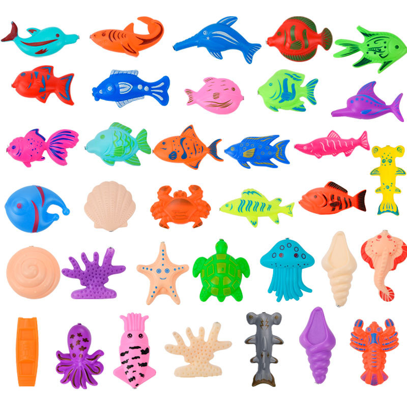 跨境戏水捞鱼双面立体鱼  儿童磁性钓鱼玩具散装钓鱼公园广场摆摊