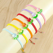 欧美跨境热卖郁金香手工编织红手绳 简约小清新手链地摊货源批发