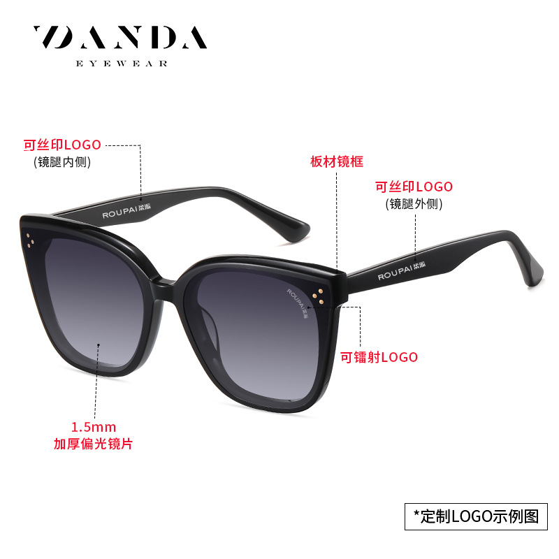 Nuevas gafas de sol de hoja hechas a mano, gafas de sol polarizadas de moda femenina, PS6604, gafas de sol anti-ultravioleta de conducción