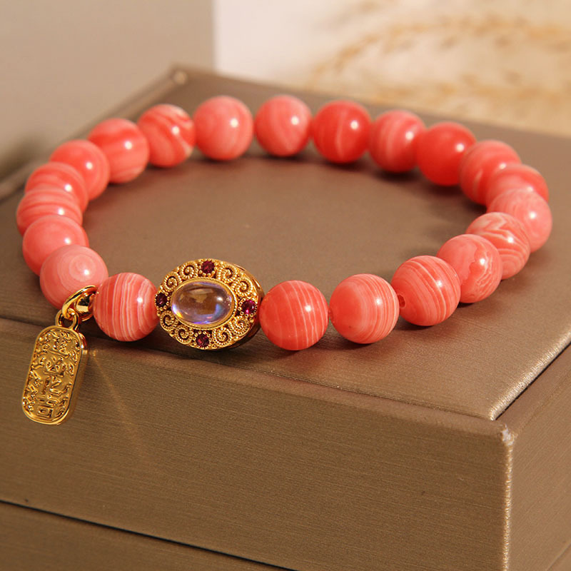 Pulsera de Piedra Roja natural mujer ins nicho diseño de alta calidad pulsera de cristal de moda pulsera de regalo para novias