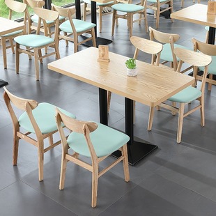 Simple Dessert Milk Tea Shop Casual Snack Cafe Online Celebrity Cake Baking Shop Clean Bar Solid Wood Table and Chair Combination