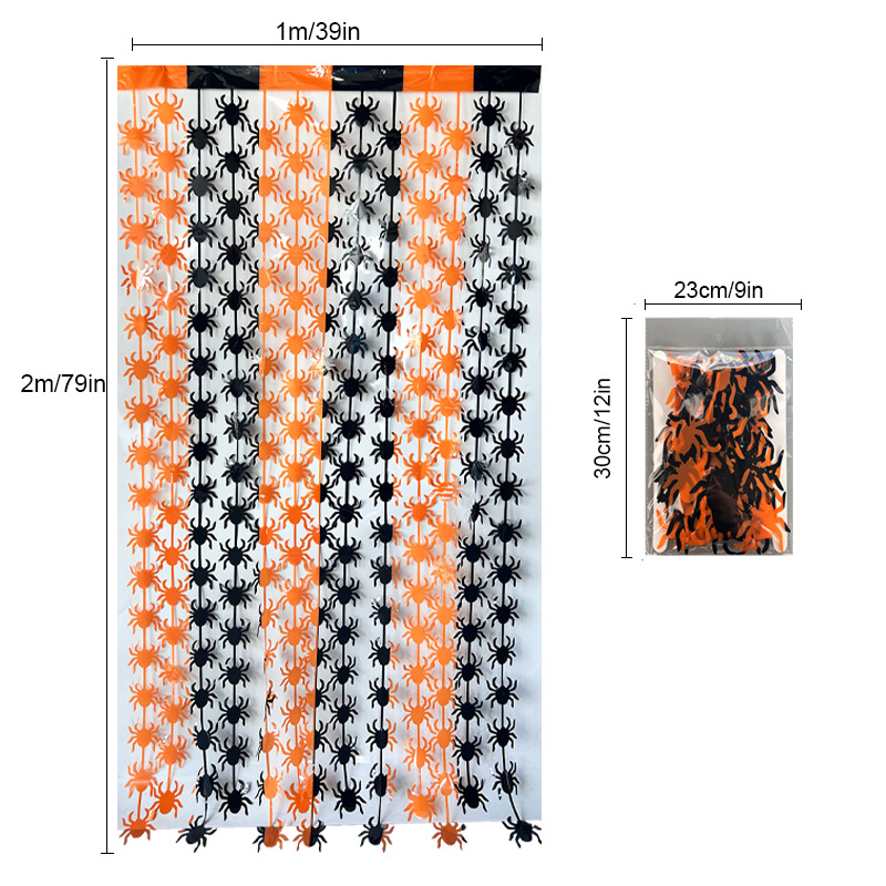 Transfronterizo 2m murciélago cortina de seda de lluvia Halloween nuevo producto decoración fiesta suministros láser calabaza araña esqueleto cortina de seda de lluvia