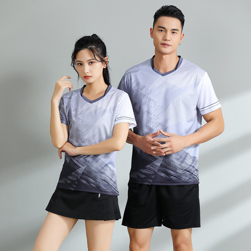  Badminton Set Sports Training Team Table Tennis Uniform Short-Sleeve Unisex Kids New Quick-Dry Printed Group Purchase
