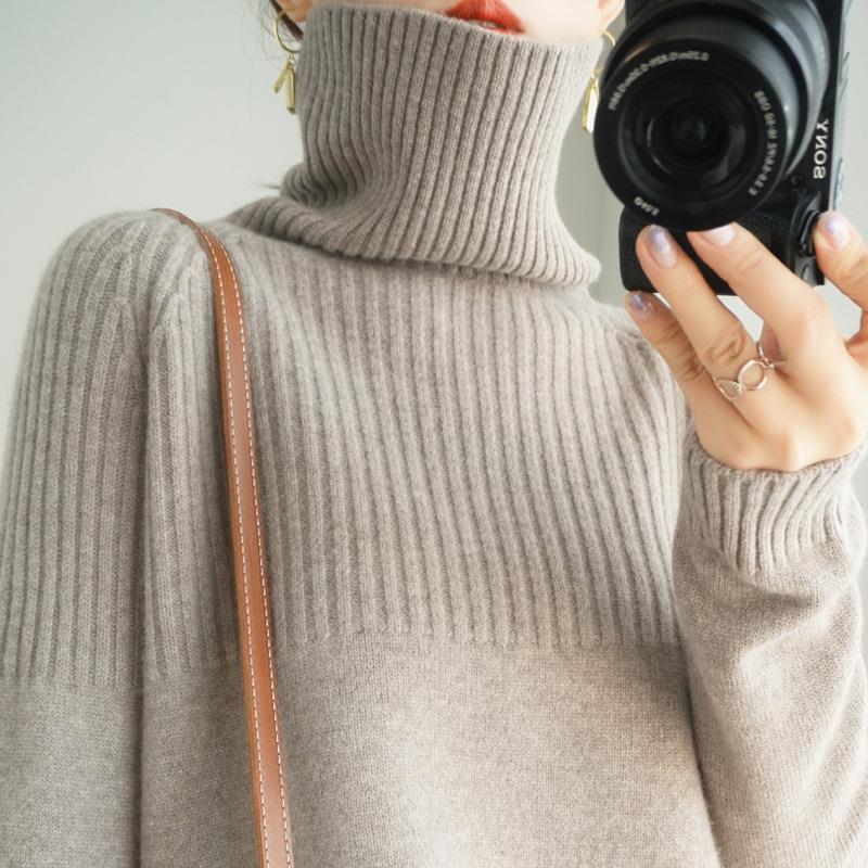 2023 autumn and winter New turtleneck sweater women's pullover thickened lazy style bottoming shirt Korean style sweater