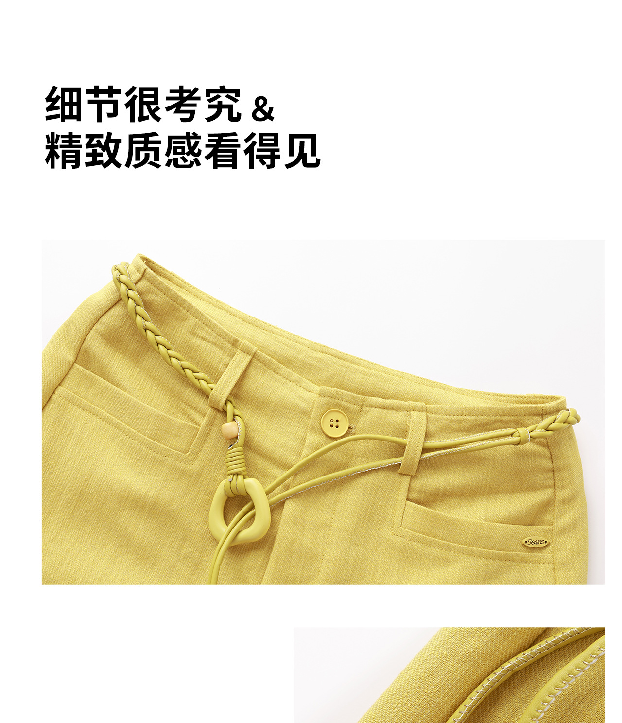 Quần culottes nữ ống rộng chất liệu cotton pha linen mát lạnh — Xanh lông mòng đen chi tiết 8