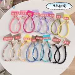 夏日漸變色手機掛繩便攜卡片手機短繩男女夜光小熊掛飾手提繩子潮