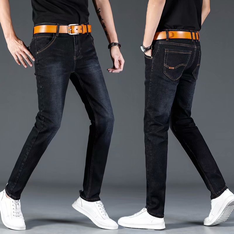 Autumn basic men's stretch jeans men's straight loose 2024 new casual pants men's slim fashion