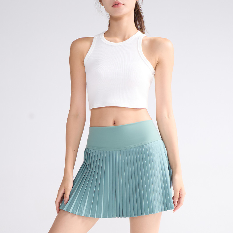 运动瑜伽服套装女高级感工字美背运动背心瑜伽健身运动短裙防走光|undefined