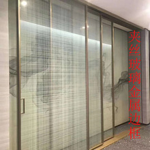 厂家直发超白钢化大板5+58+8夹丝夹绢山水画玻璃艺术玻璃移门屏风