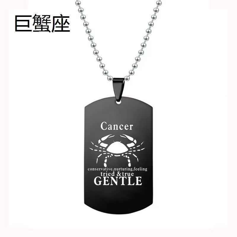 欧米越境供給12星座ネックレスチタン鋼ブラックミリタリータグステンレスペンダントジュエリー卸売星座ペンダント|undefined