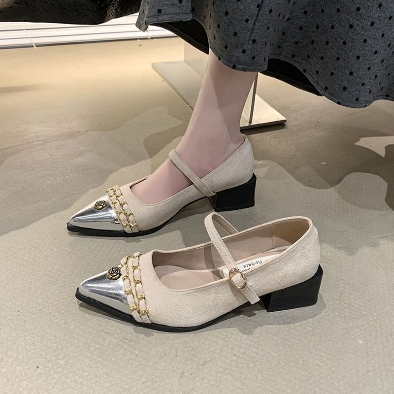 Black Retro Mary Jane Chunky Heel Shoes for Women 2026 New Style Pointed Toe French Style Elegant Single Strap Mid-Heel High Heels Black Retro Mary Jane Chunky Heel Shoes for Women 2026 New Style Pointed Toe French Style Elegant Single Strap Mid-Heel High Heels