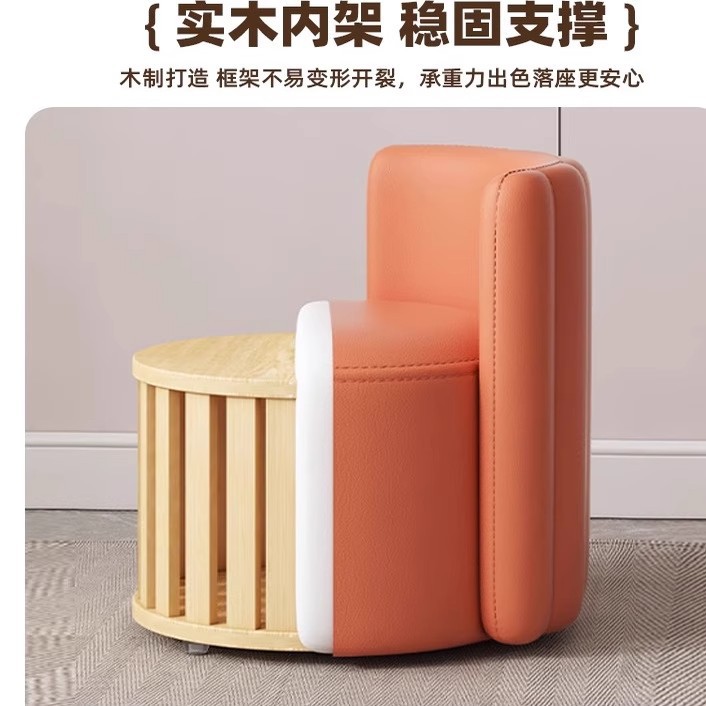 Taburetes de sofá de lujo ligero, paquetes blandos, taburetes de cuero, taburetes de mesa de té, taburetes de respaldo, taburetes para cambiar zapatos