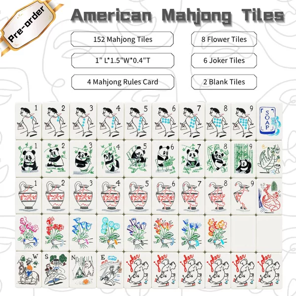 Panda-Themed Mahjong Set for Family and Friends Gatherings, Leisure Board Games, Entertainment Mahjong