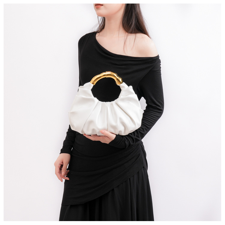 Cloud Fold Handbag – Asymmetric Crinkle PU Clutch With Magnetic Closure & Phone Slot (5 Colors, Minimalist Evening Bag, Structured Yet Soft)_voghion.com