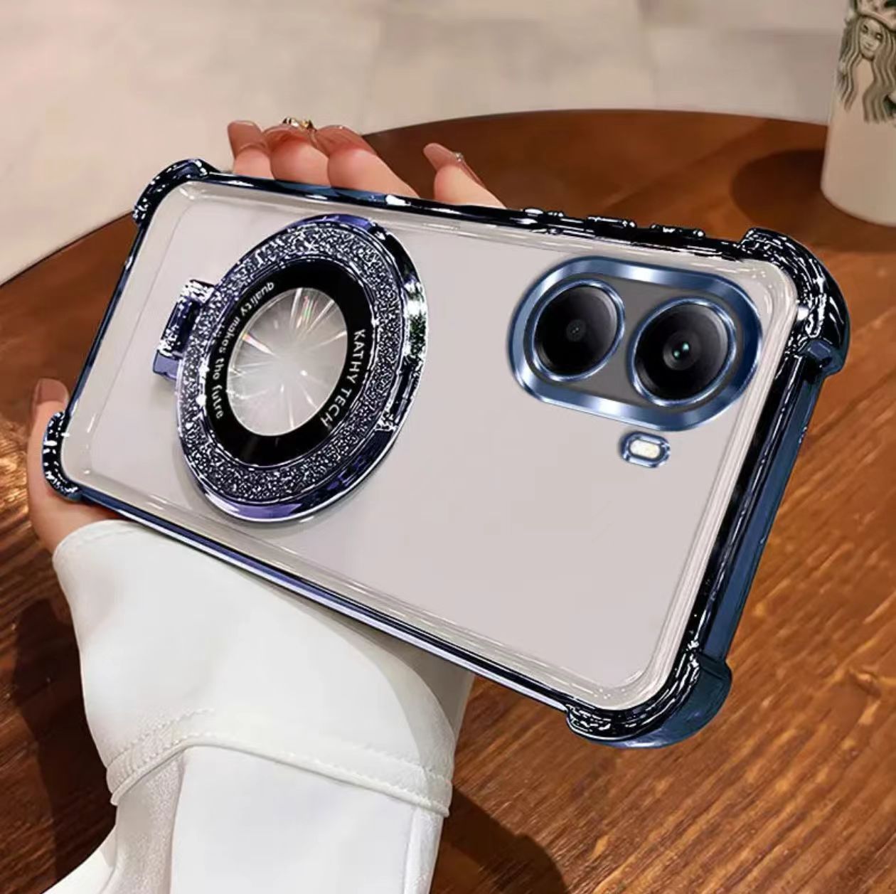 [Blue] Square Case + Glitter Stand