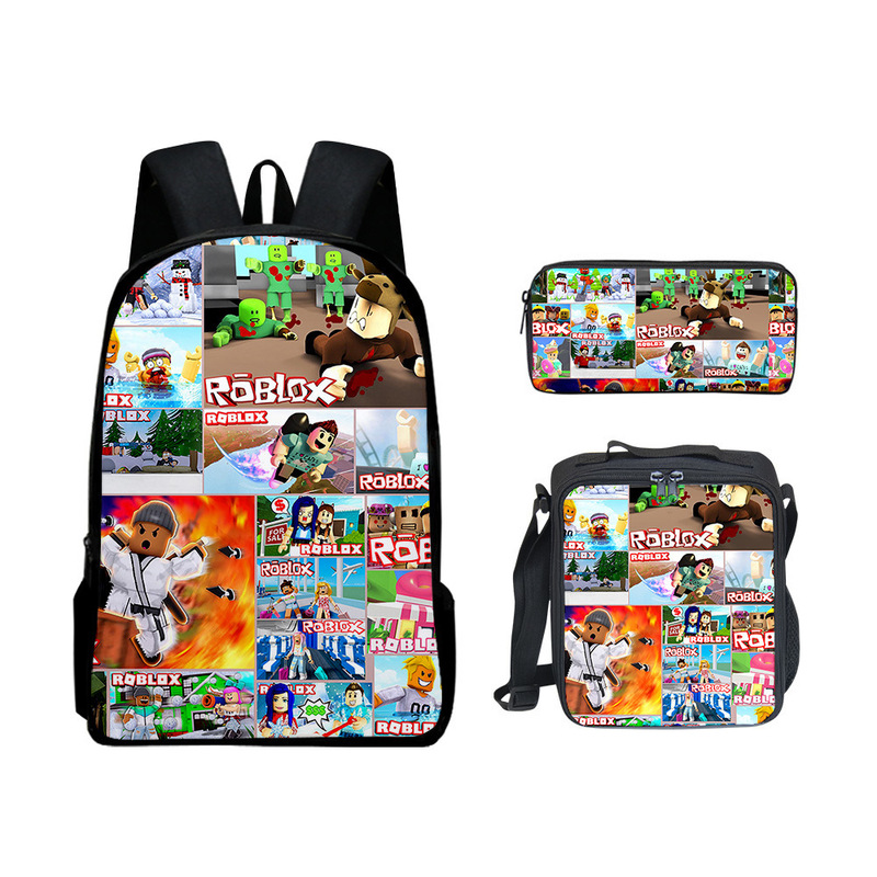3D 新製品 Roblox 学生スクールバッグ ランチバッグ ペンシルバッグ Roblox プリント バックパック 3 点セット|undefined