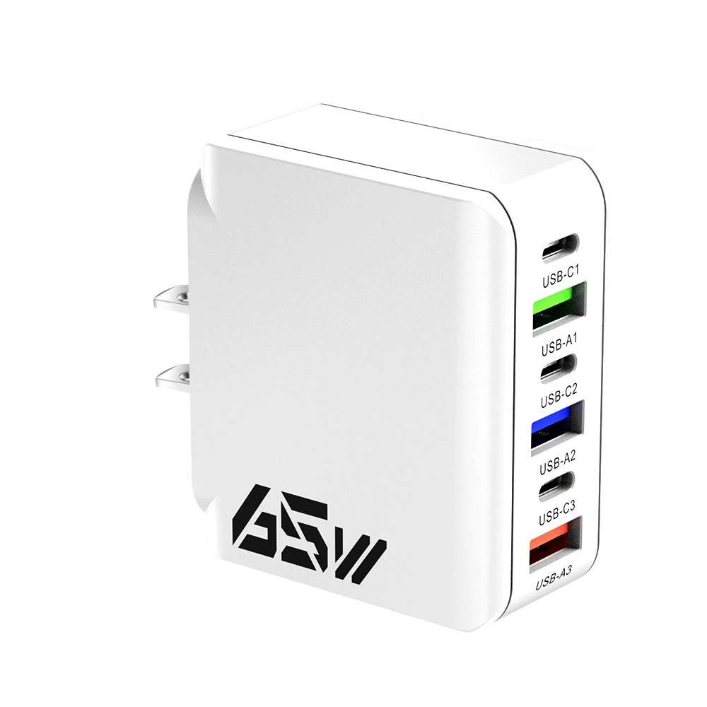 Кросс-бордер 3PD+3USB сетевое зарядное устройство многоразъемное европейский, американский и британский стандарт зарядной головки печатанный адаптер 65W