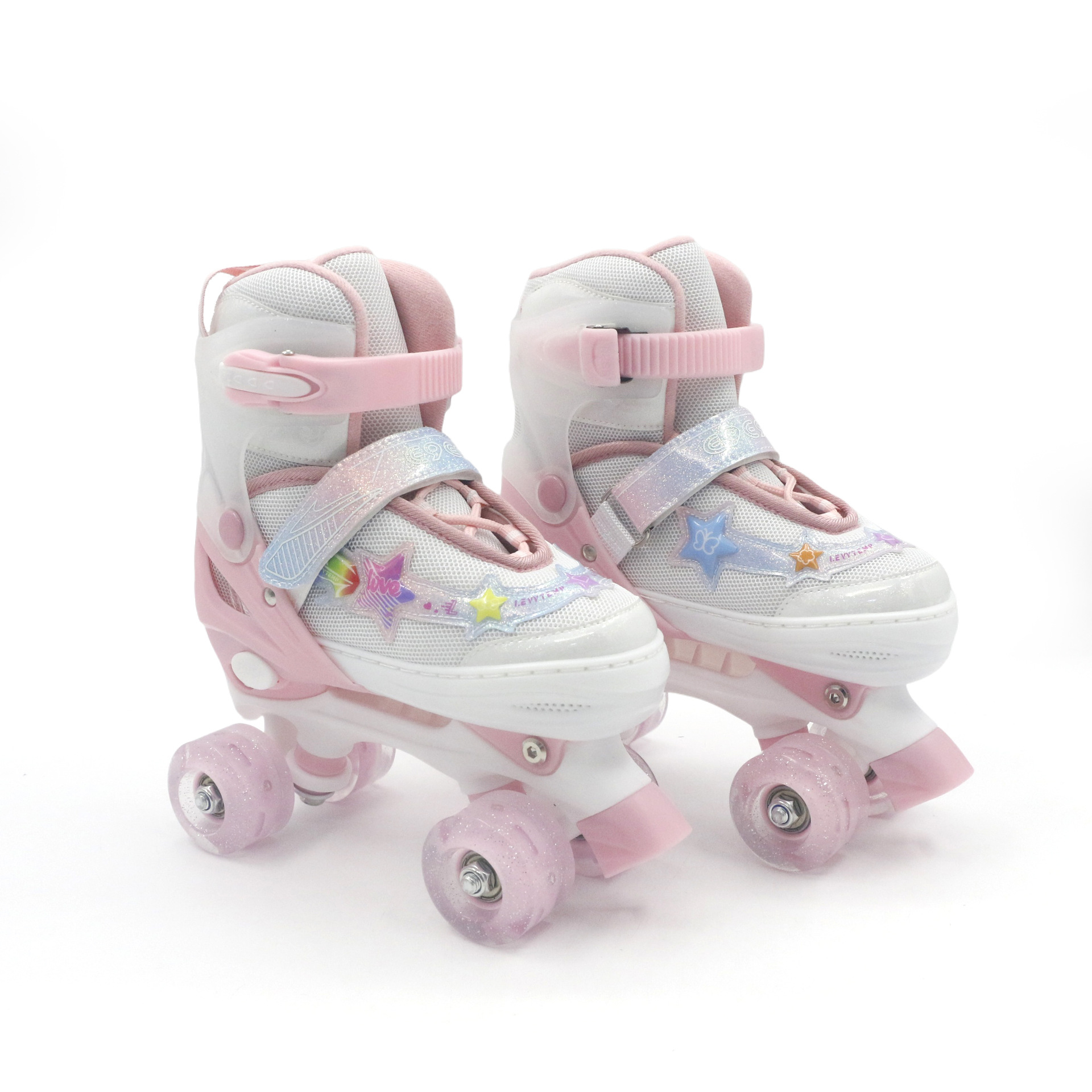 New Children's Double-Row Four-Wheel Skates for Boys and Girls, Beginner Skates, Elastic Adjustable Skates