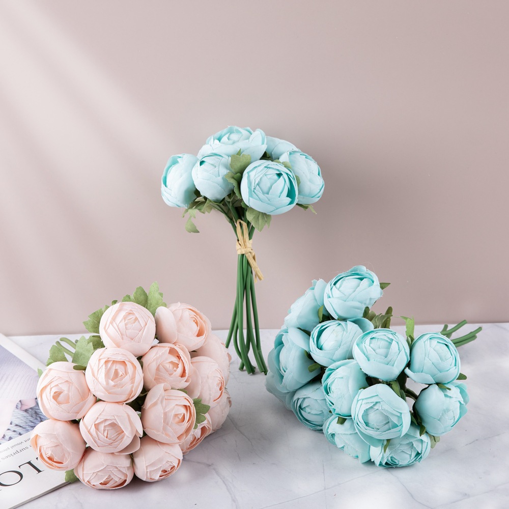 Candy color round lotus Korean foreign trade artificial flower home decoration plant bouquet wedding artificial flower GF16396