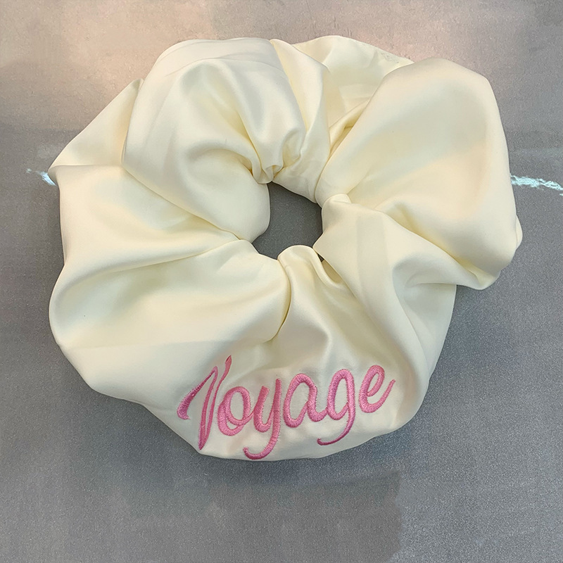 Insfeng letras bordadas de estilo nicho diseño de cabello de colon grande anillo de cabello de cola de caballo tocado