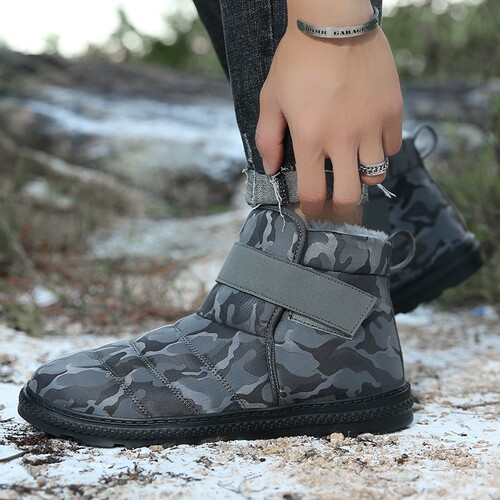Cotton Shoes Winter Fleece Lined Warm Men Women Unisex Middle-Aged Large Size Low-Top Snow Boots Casual