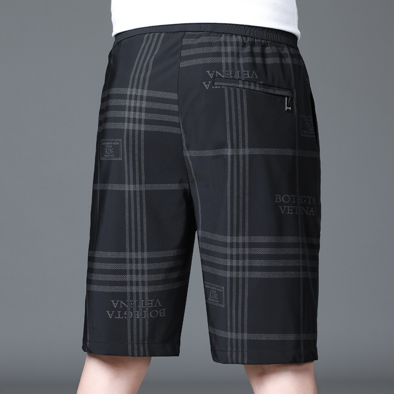 2023 New Denim Shorts Split Black Tight Loose Waist Casual Men's Middle Pants Dark Pattern_voghion.com