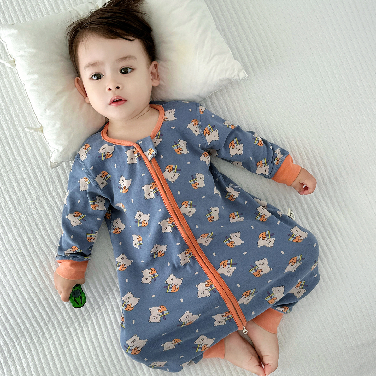 Baby Sleeping Bag Pure Cotton Split-Leg Anti-Kick Quilt Four-Season Universal Baby Jumpsuit Boys and Girls Home Clothes Pajamas