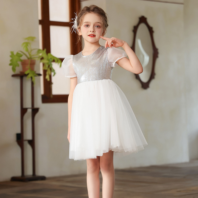 Falda de vestir para niños, verano nuevo estilo, vestido de niña, vestido de princesa de malla, vestido de niña de flores, falda de ropa para niños