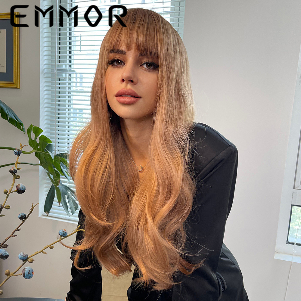 Europa y América Amazon caliente peluca flequillo largo rizado pelo mate de alta temperatura de seda de fibra química tocados pelucas del pelo